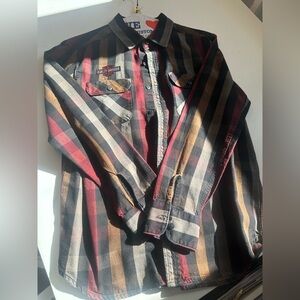 Harley Davidson Long Sleeve Shirt Plaid Men Large Button Down Biker Flap